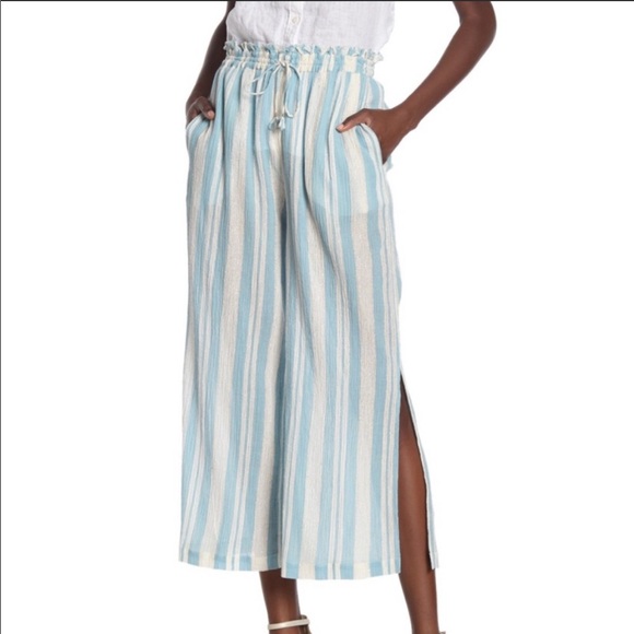 Joie Pants - Joie Sylar High Waisted Striped Pant Metallic Blue